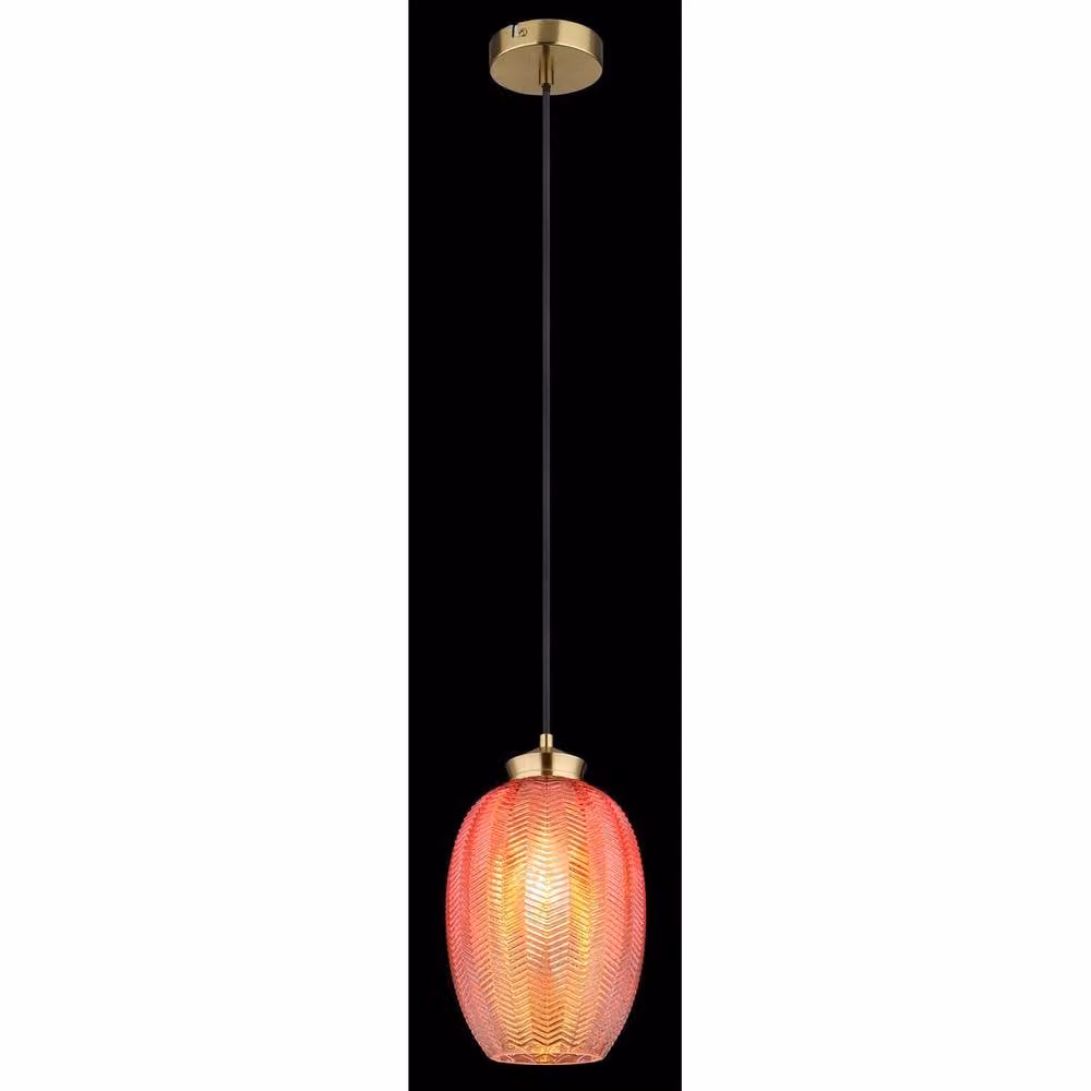 Netlighting Jessica Dome Pendant Light in Gold and Blackberry Glass with Height Adjustment, E27 – 2