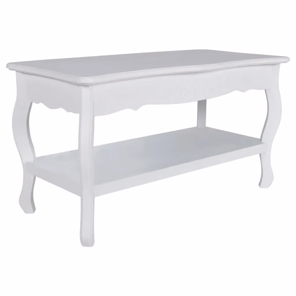 Berkfield Home Two-Tier Rectangular Coffee Table in White Lacquered MDF and Wood – 2