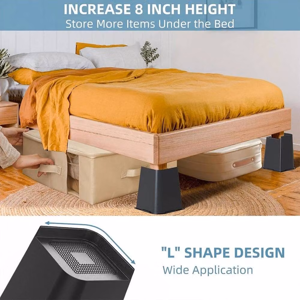 KORVIXA 4 Piece All In One 8 Inch Bed Risers in Black – 5