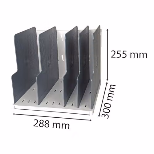 Exacompta Modulotop Office Vertical Sorting Rack in Light Grey, suitable for A4+ documents, W: 30.0 cm, D: 28.8 cm, H: 25.5 cm – 3