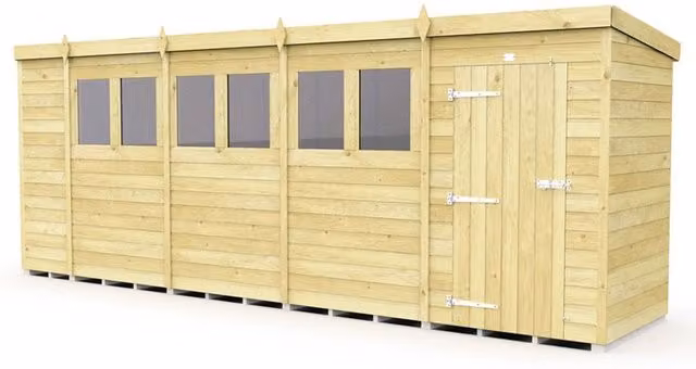 Buttercup Farm Brown Pent Security Wood Shed with Double Door, L118 x W560 x H201 cm