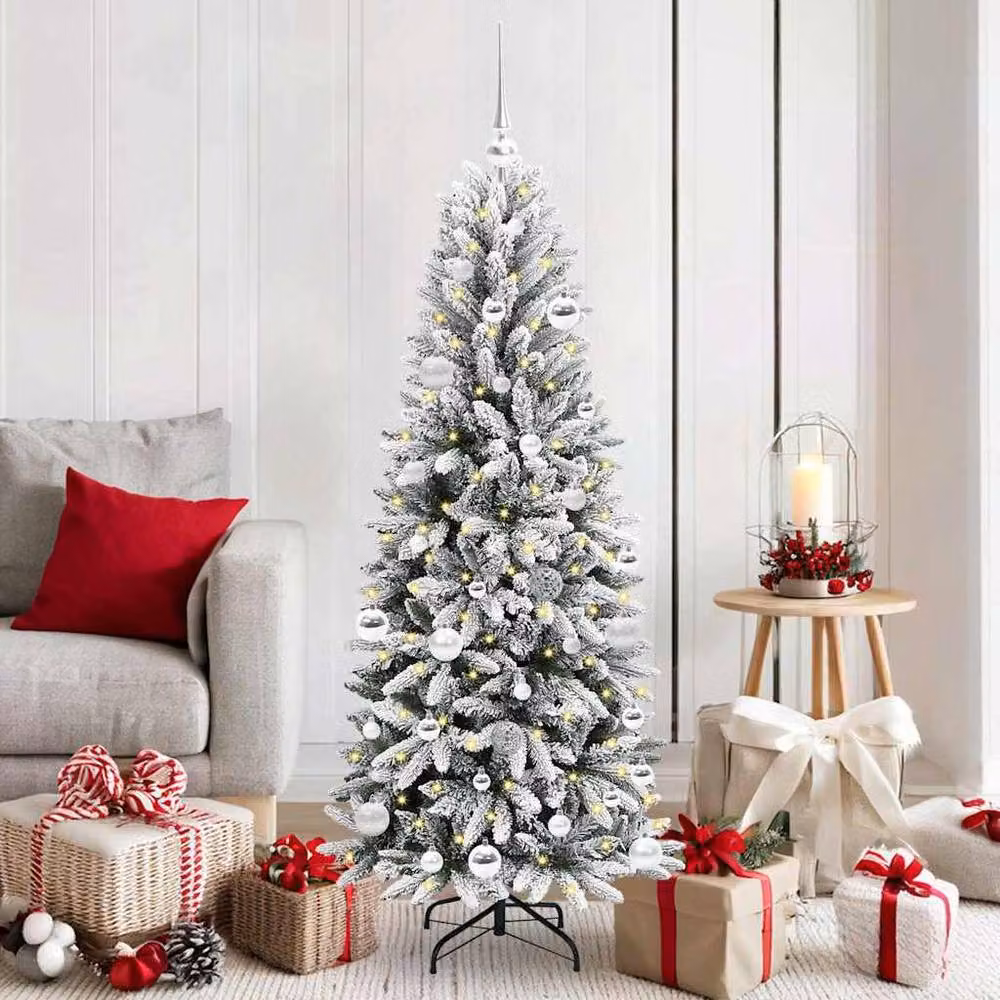 Berkfield Home Green Artificial Christmas Tree with 150 White LEDs, W/D/H: 63 x 63 x 150 cm – 2