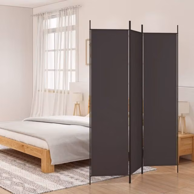 Berkfield Home 3-Panel Brown Fabric Room Divider W: 150 cm, H: 200 cm