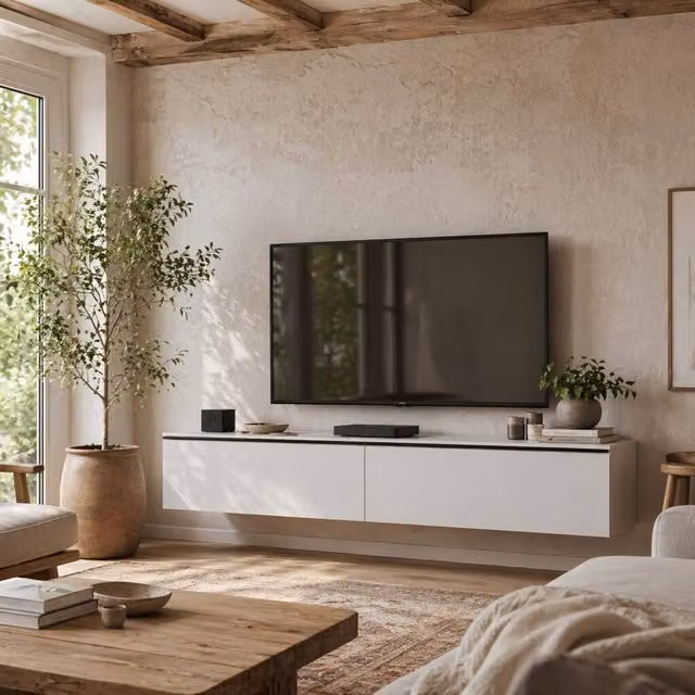 Wyld Haus Disa High Gloss White Floating TV Cabinet for TVs up to 70 inch, W: 160 cm, D: 35 cm, H: 30 cm