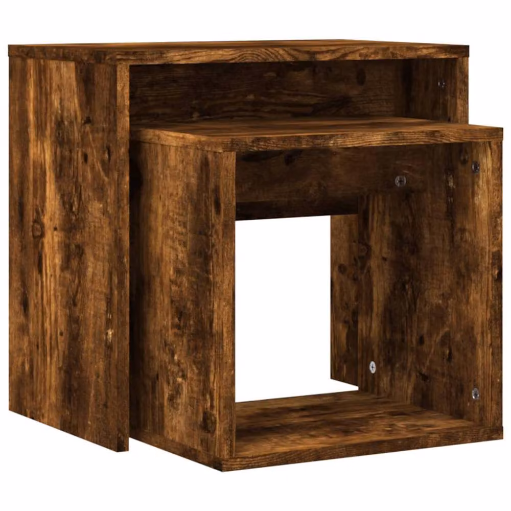 Berkfield Home Nesting Coffee Tables, 2 Piece Set in Smoked Oak Brown Engineered Wood – 6
