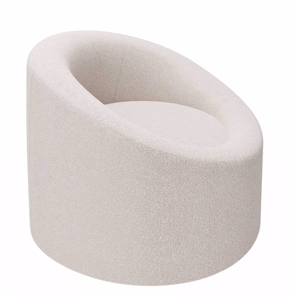 Solace+Co Amari Accent Swivel Chair in Cream Bouclé and Velvet with Armrests – 3