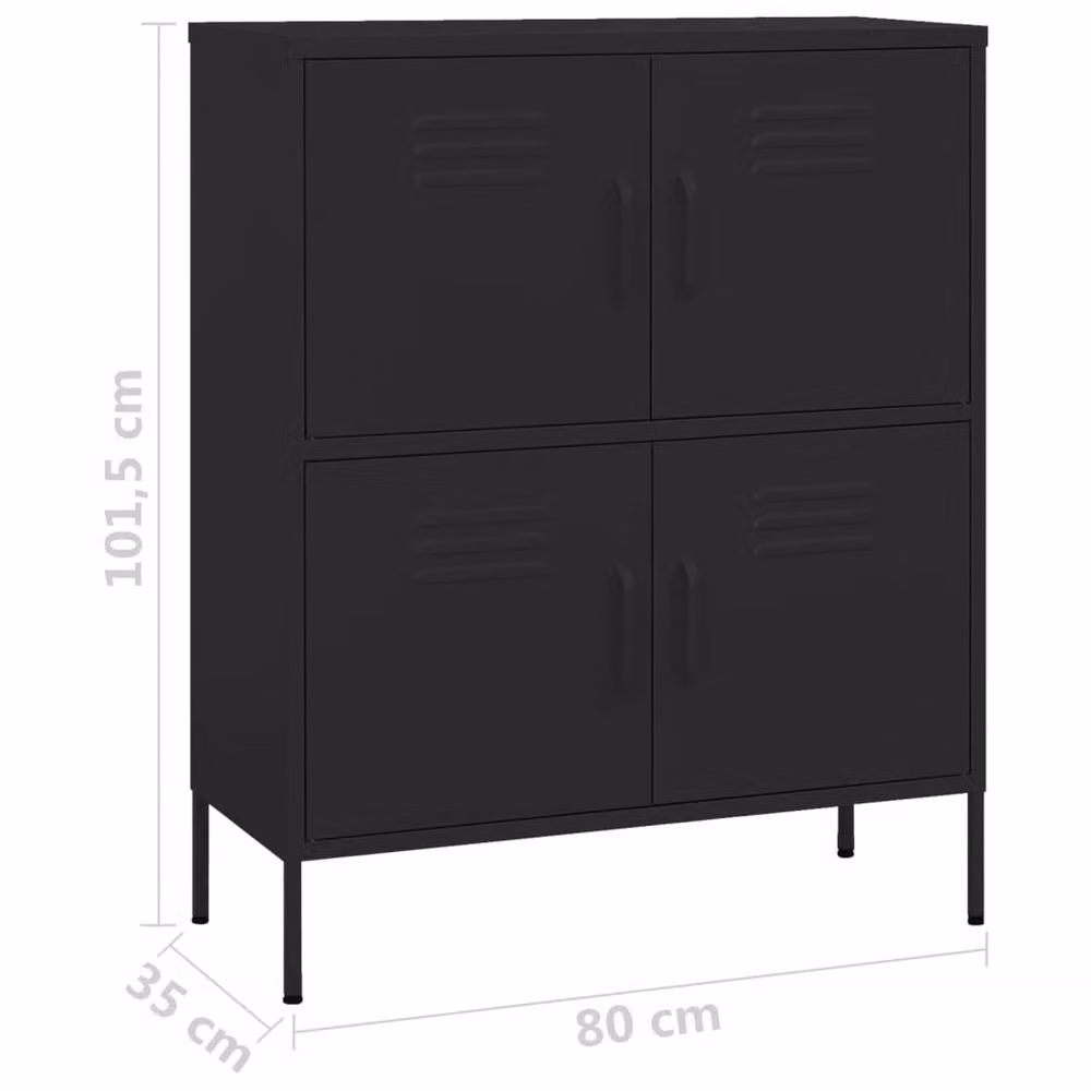 Berkfield Home Industrial Black Steel Storage Cabinet with Hinged Doors, W/D/H: 80 x 35 x 101.5 cm – 5