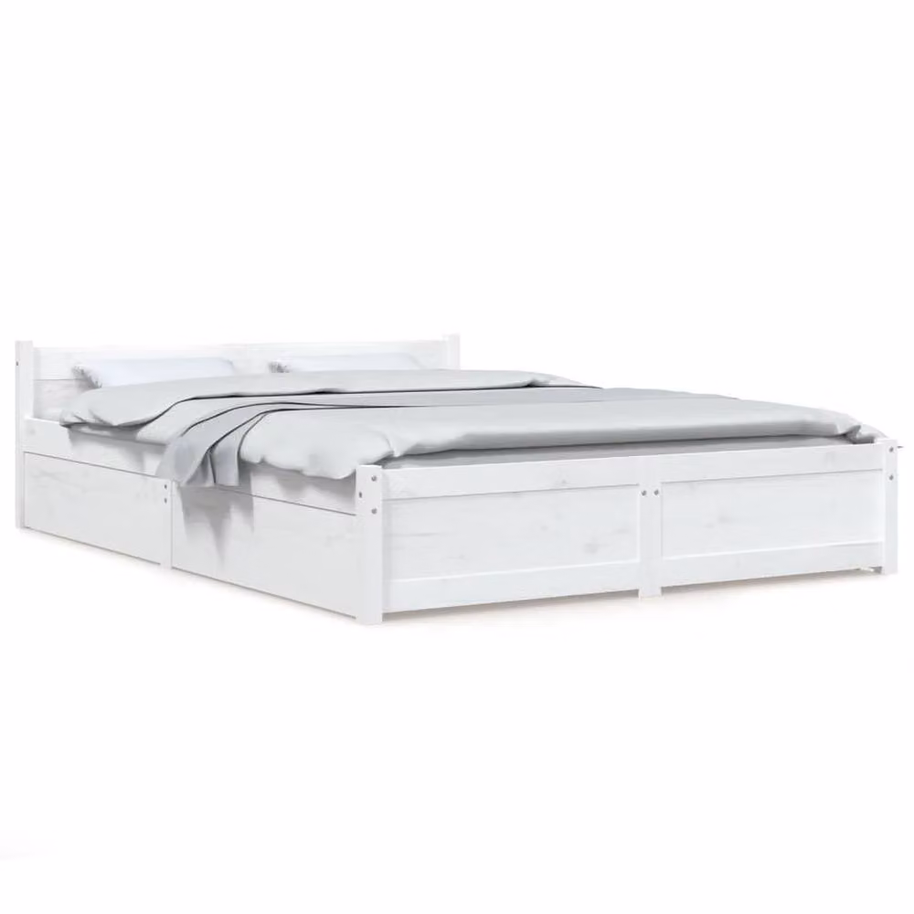 Berkfield Home Modern White Pine Wood Bed Frame with Drawers W/D/H: 160 x 200 cm – 2