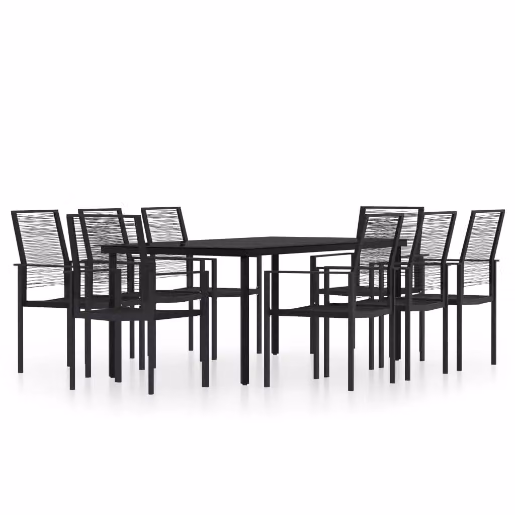Berkfield Home 9 Piece Modern Garden Dining Set in Black – 2
