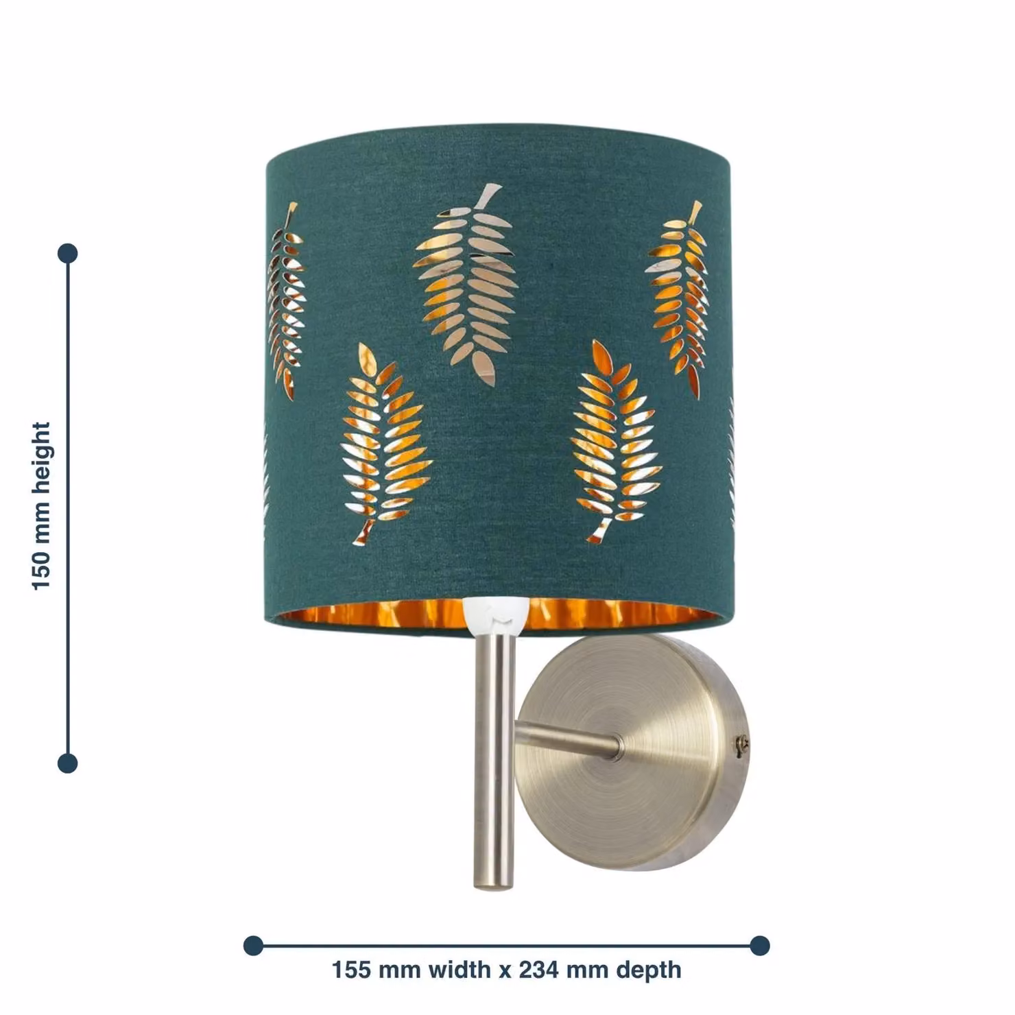 First Choice Lighting Brea Antique Brass Wall Light with Green Fabric Shade – 4