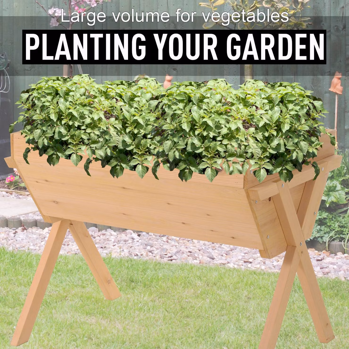 Outsunny Wooden Raised Planter Boxes with Liner in Brown for Vegetables and Flowers – 5