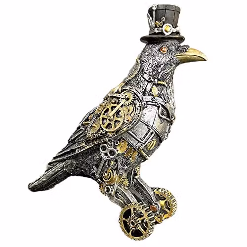Darthome Steampunk Crow Resin Ornament Figurine in Silver, Bronze and Gold – 1