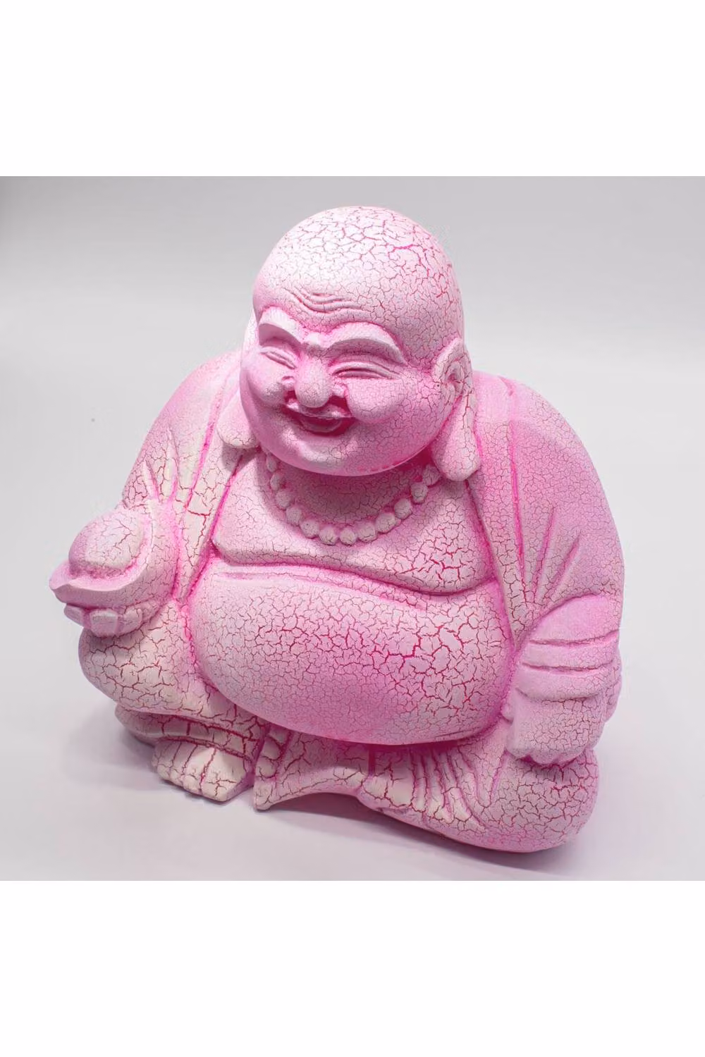 KDMD Laughing Buddha Dragonfruit Crackle Glow Lamp with Round Base in Pink – 3