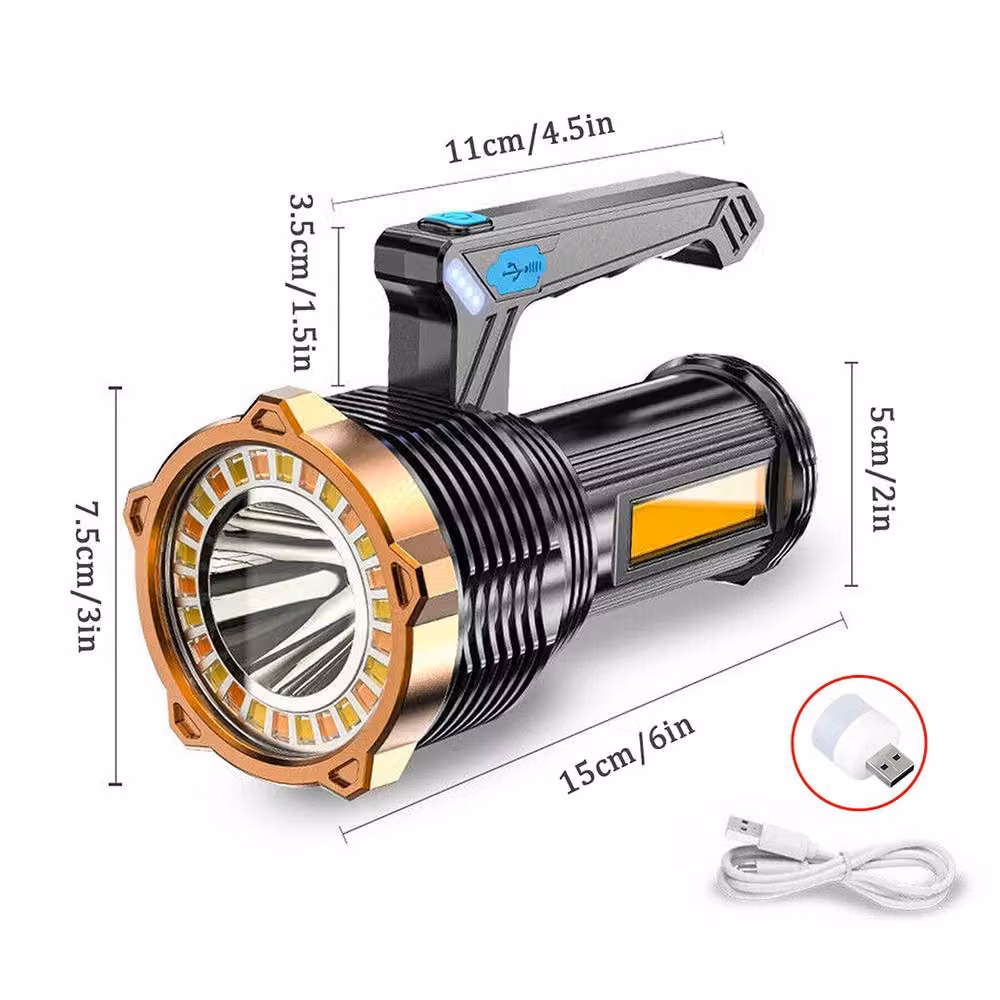 Hinsinc USB Rechargeable LED Flashlight with RGB Multicolour Night Light in Black – 2