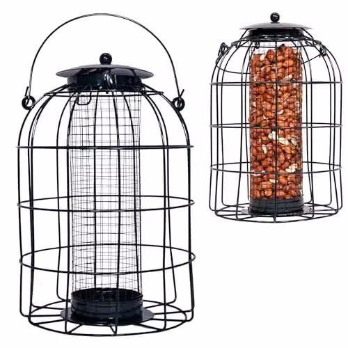 Samuel ALEXANDER Pack of 3 Black Metal Wild Bird Hanging Nut Feeders with Squirrel Guard – 2