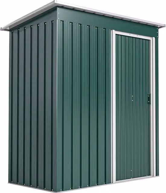 Outsunny Green Metal Garden Storage Shed with Sliding Door and Sloped Roof, W/D/H: 152.4 x 91.44 x 182.0 cm – 1