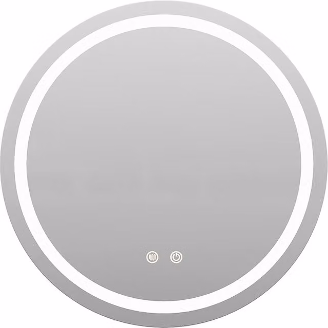 Livingandhome Round LED Wall Mounted Bathroom Mirror in Silver, Diameter: 60 cm