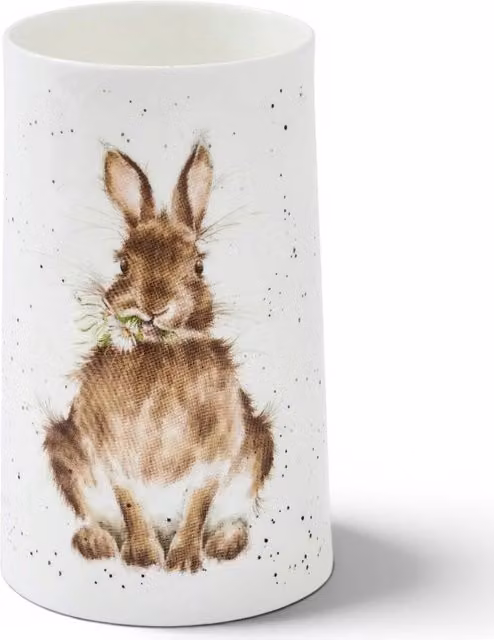 Wrendale Designs Daisy Rabbit Porcelain Tabletop Vase, White, H 17.0 cm x W 9.2 cm x D 9.2 cm