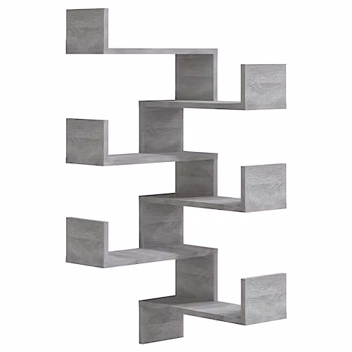 vidaXL Set of 2 Wall Mounted Corner Shelves in Grey Sonoma MDF, W/D/H: 40 x 40 x 50 cm – 1