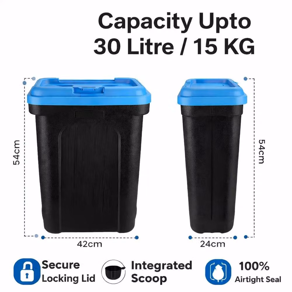 FLAVORA Stackable Blue and Black PET Dog and Cat Dry Food Storage Container, W: 100 cm, D: 15 cm, H: 15 cm – 2