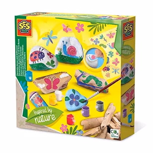 SES Creative Decorate Stones and Driftwood Nature Inspired Craft Set in White