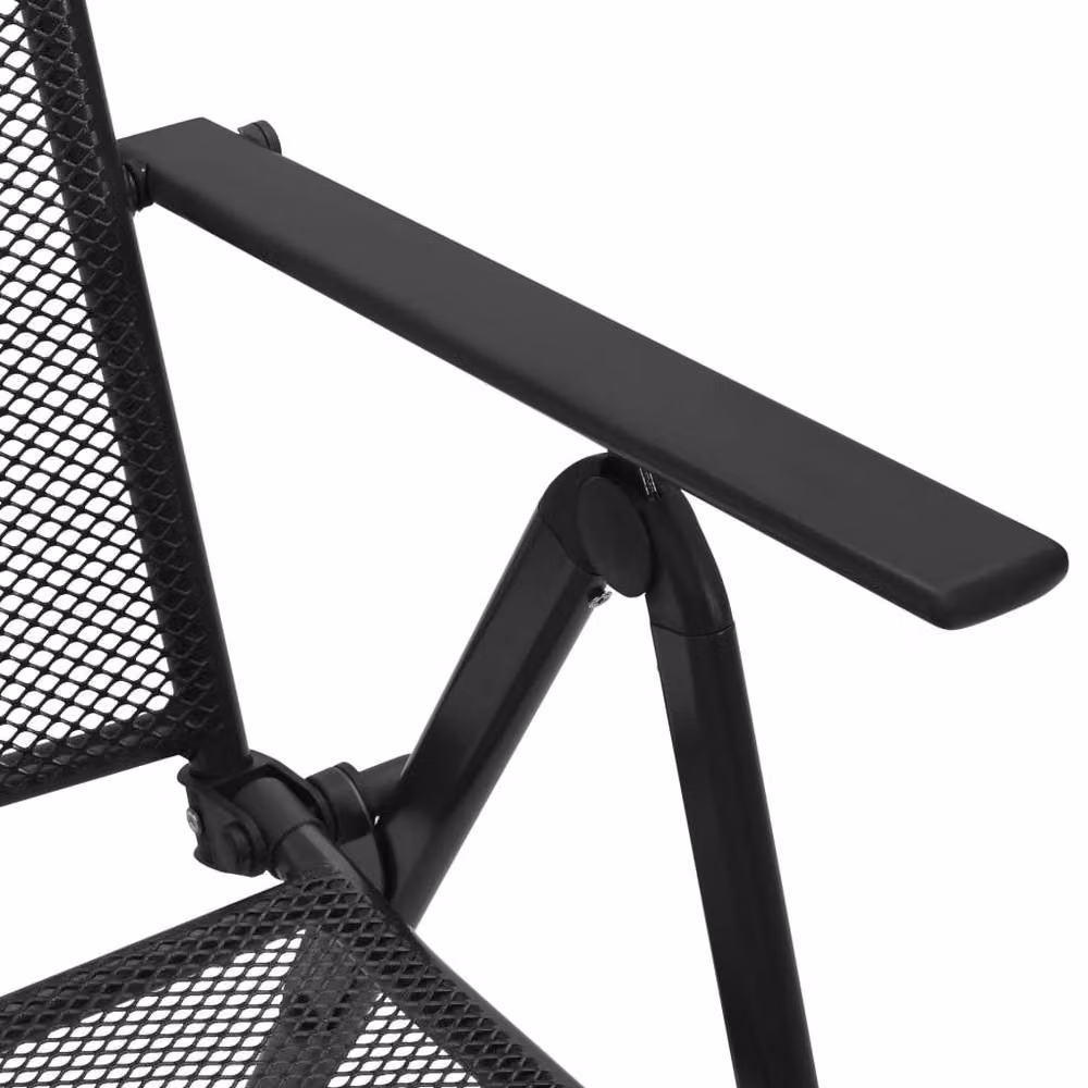 Berkfield Home Set of 4 Folding Mesh Chairs in Black Anthracite Steel – 4