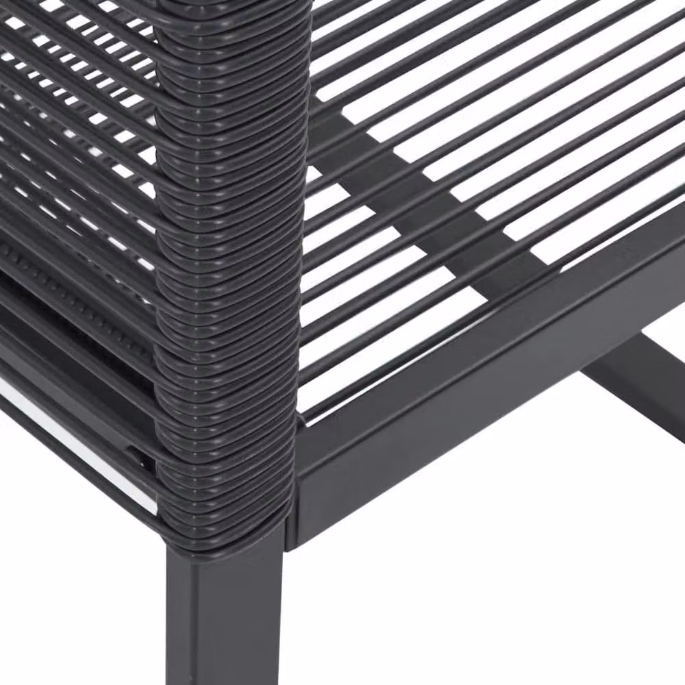 Berkfield Home Set of 2 Modern Black Poly Rattan and Metal Garden Chairs – 7