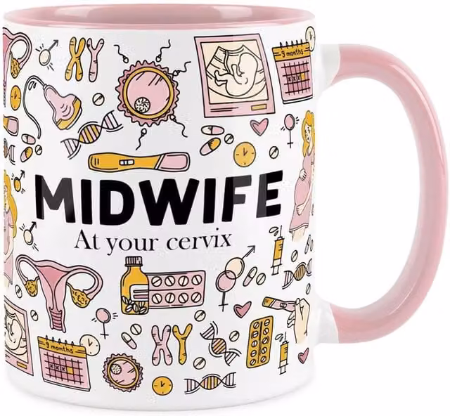 Purely Home Pink Ceramic Novelty Midwife Mug