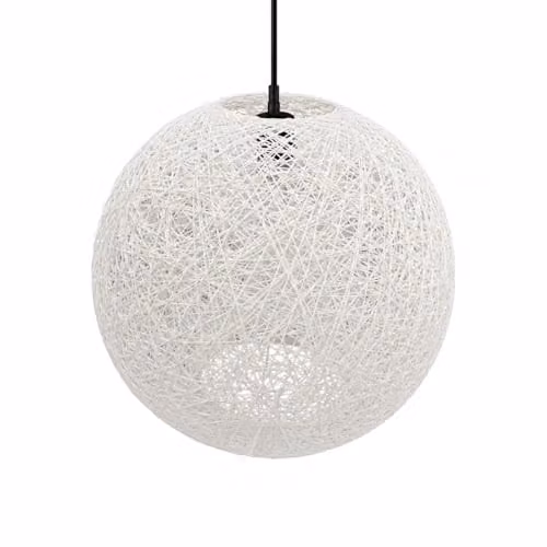 CGC Lighting Clara Round Rattan Weave Lampshade in Cream/Beige, Diameter: 40 cm – 2
