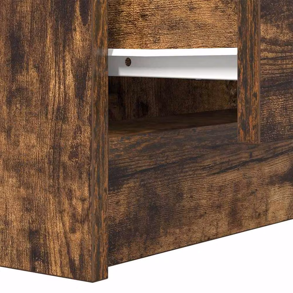 Berkfield Home Bedside Cabinet with 2 Drawers in Smoked Oak Brown, W/D/H: 38 x 34 x 80 cm – 5