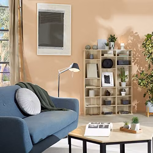 tectake CD Storage Unit in Matt White with Height-Adjustable Shelves and Media Compartments – 2