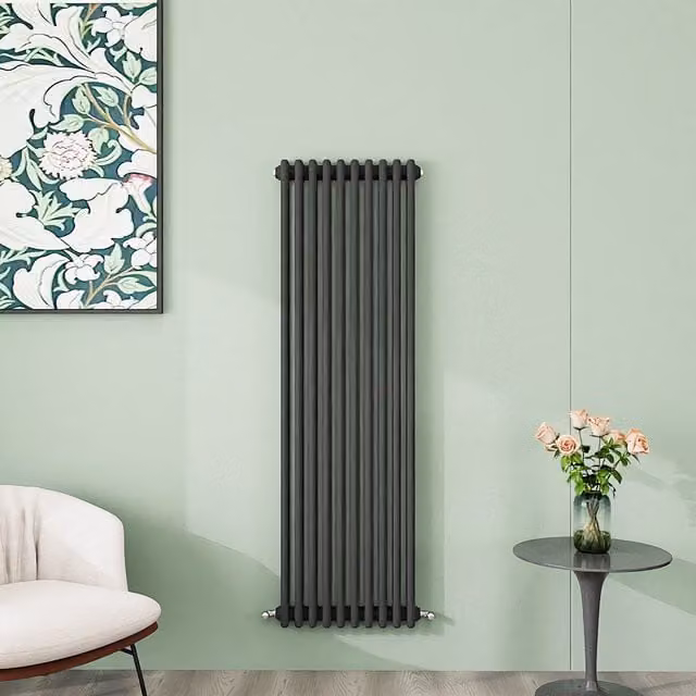 AicaBathroom Vertical Traditional Cast Iron Style 3 Column Radiator in Anthracite, H 150 cm x W 47 cm x D 47 cm