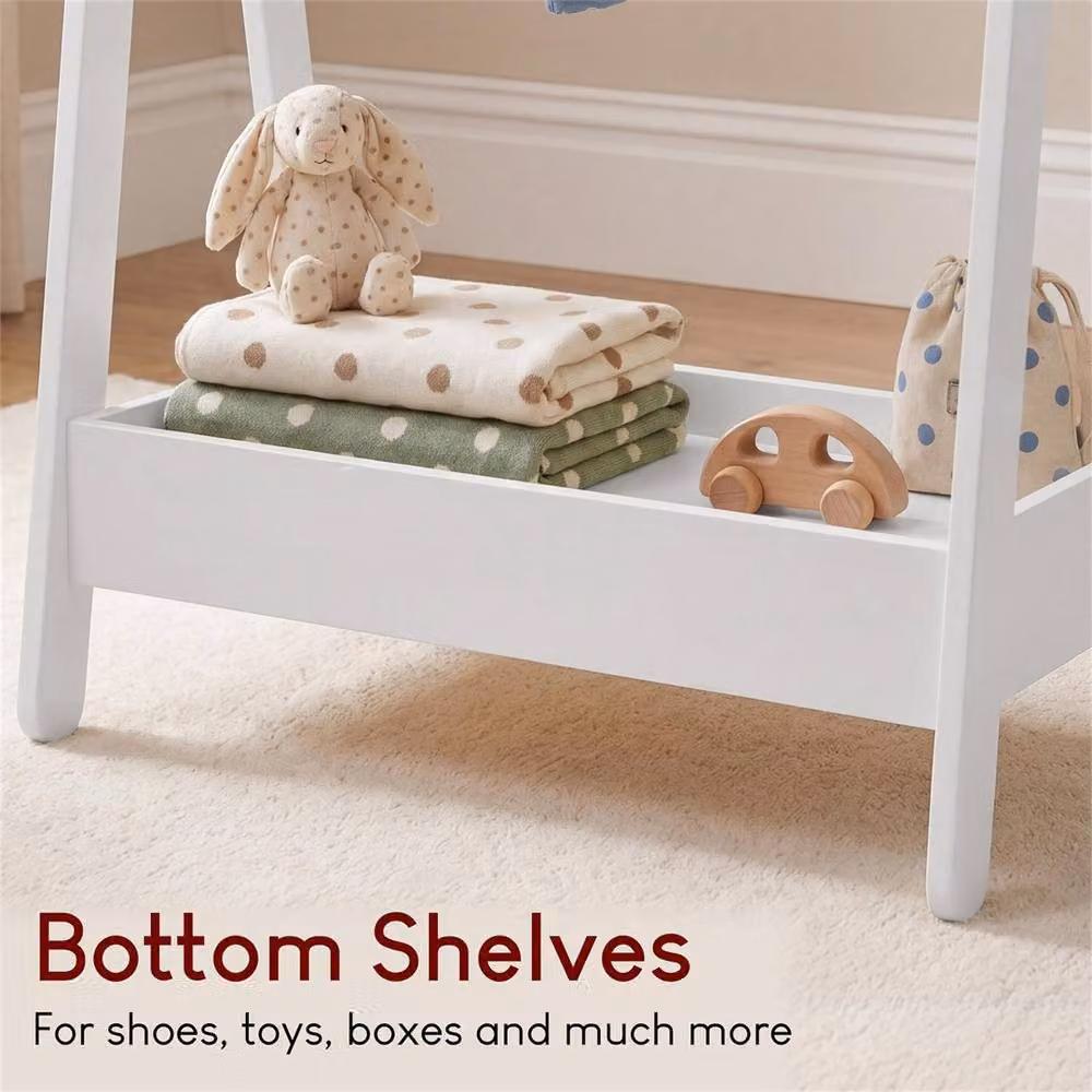 Kelvenix White Portable Pine Clothes Rail Rack for Childrens Rooms – 2
