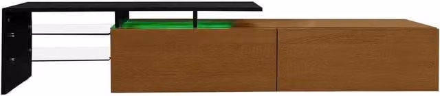 KORVIXA Modern Living Room TV Unit in Black, Brown and Multicolour, W/D/H: 100 x 33.5 x 33 cm