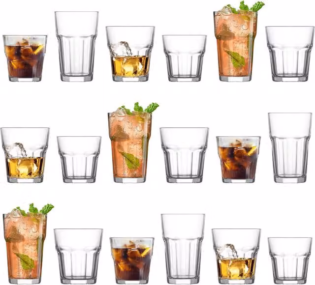 LAV Aras 18 Piece Stackable Transparent Glass Tumbler Set – 1