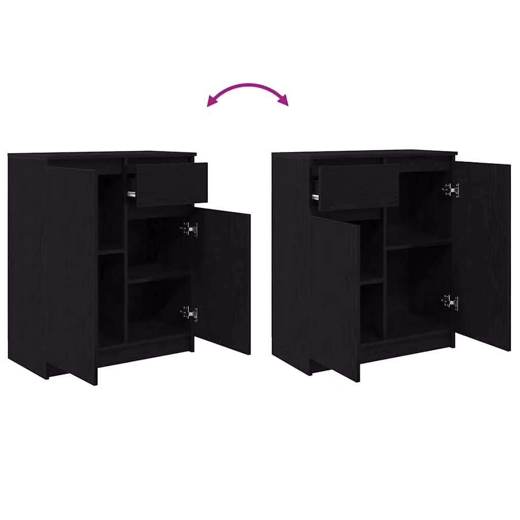 Berkfield Home Black Oak Sideboard with Drawer, W/D/H: 71 x 35 x 84 cm – 5