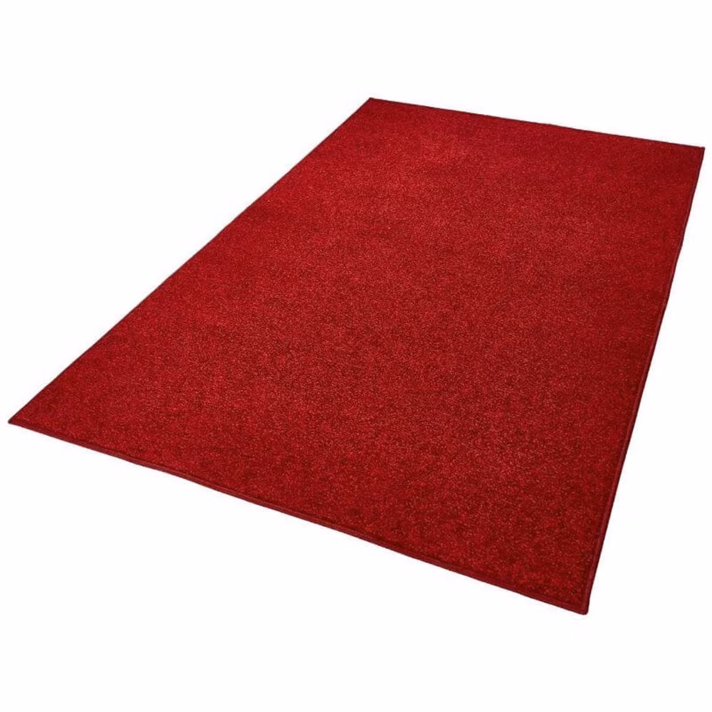 THE RUGS Modern Plain Velour Rug in Red and Brown, W/D: 80 x 400 cm – 2