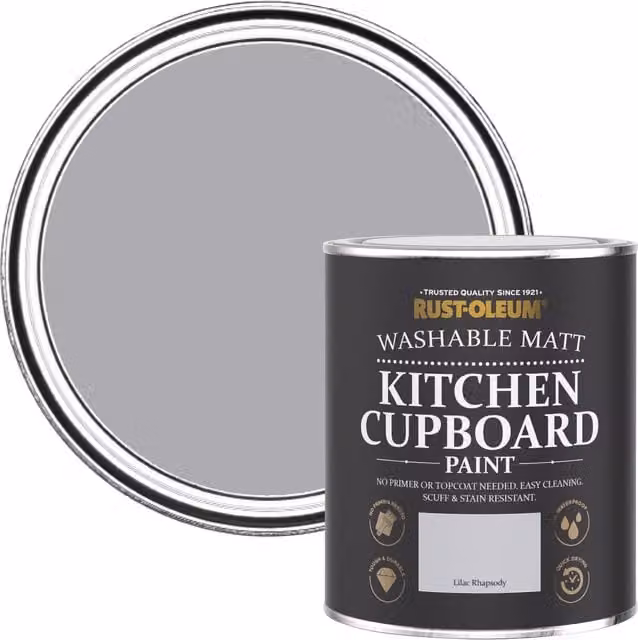 Rust-Oleum Matt Water-Based Kitchen Cupboard Paint in Lilac Rhapsody Purple, 750ml – 1