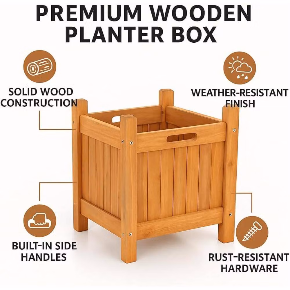 MANTRARAJ Wooden Garden Planter Tub in Brown – 3
