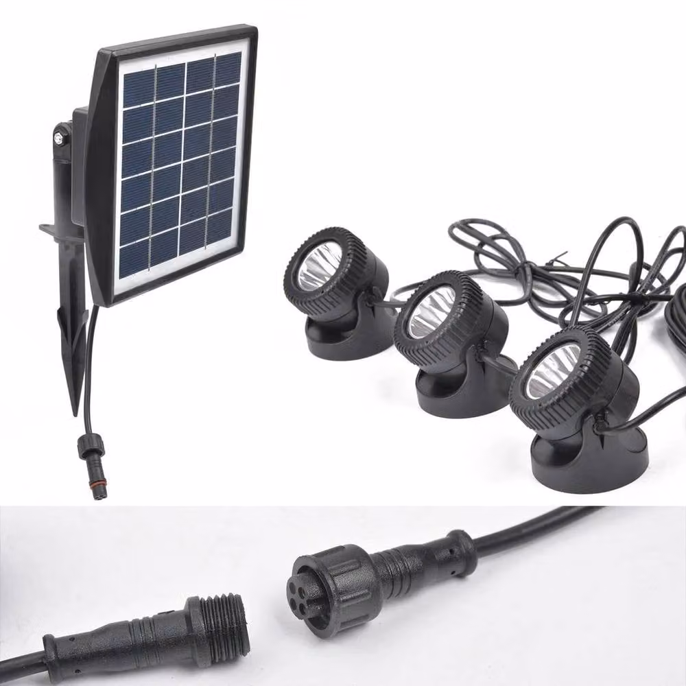 NESTLUNE Solar Powered RGB LED Submersible Pond Lights in Black – 5