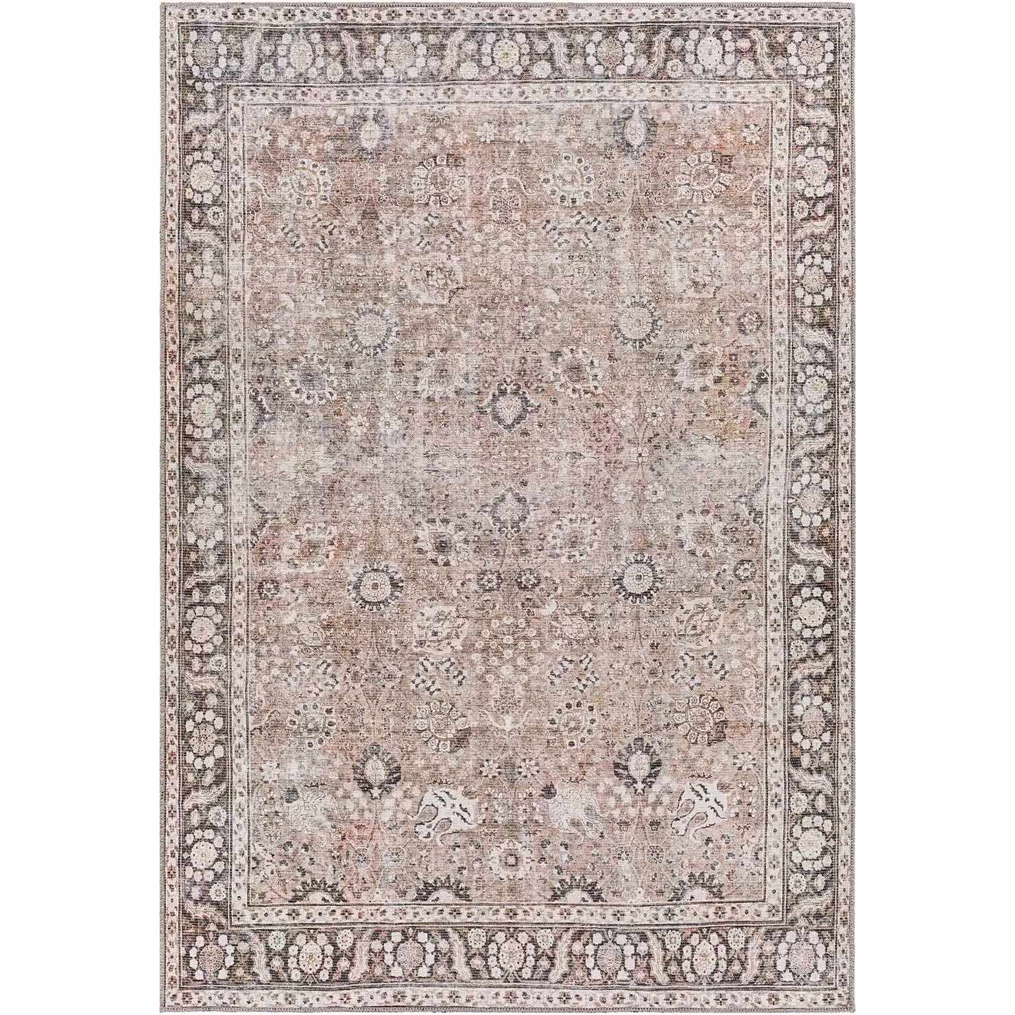 Livabliss Washable Vintage Boho Living and Dining Room Rug in Brown, Orange and Grey, W: 120 cm, L: 170 cm – 2