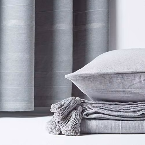 Homescapes Rajput Ribbed Cotton Throw Bedspread in Silver Grey, W: 225 cm, H: 255 cm – 4