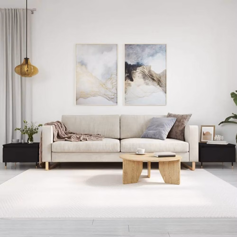 Berkfield Home Set of 2 Modern Black Nesting Coffee Tables, W/D/H: 50 x 46 x 35 cm – 2