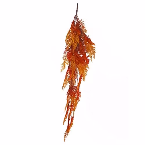 Leaf Design Artificial Hanging Maidenhair Fern Plant, Autumn Orange, 100cm