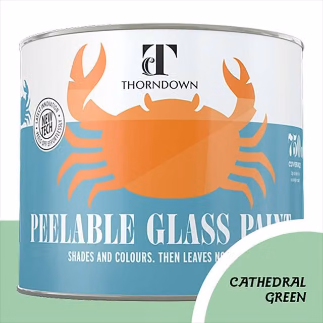 Thorndown Cathedral Green Peelable Glass Paint, Satin Green, 11.5 cm