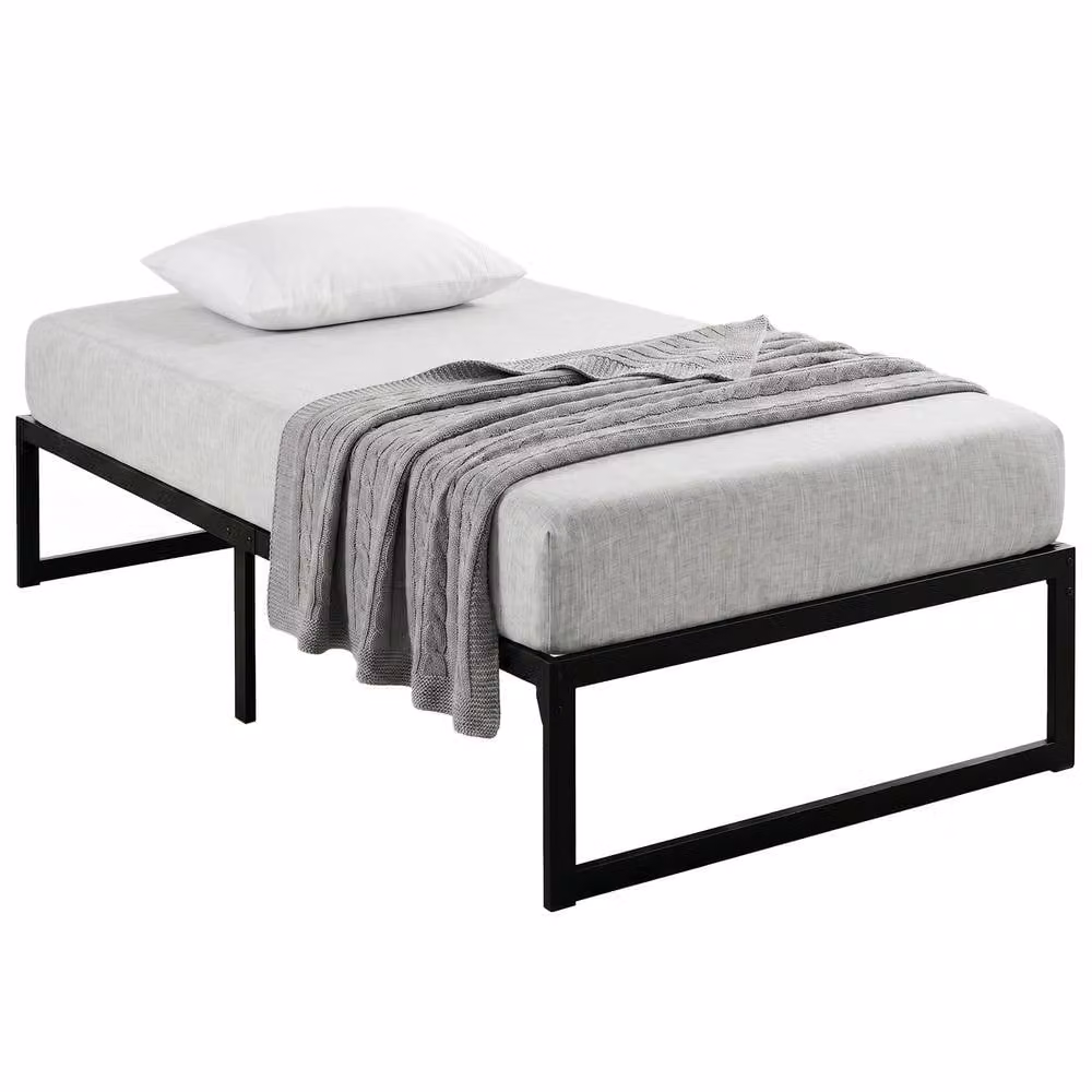 STILVORA Single Bed Frame with Underbed Storage in Black Metal, W/D/H: 90 x 190 cm – 4