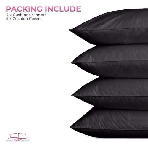 Snug City Waterproof Outdoor Garden Patio Cushion Set, Pack of 4, Black, W/D/H: 60 x 60 x 60 cm – 7
