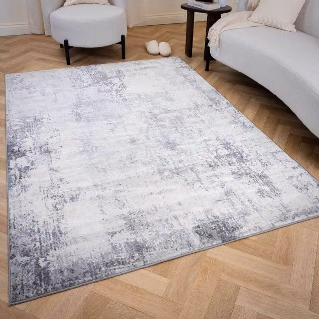 THE RUGS Elaris Stain Resistant Abstract Distressed Area Rug, Grey, W: 120 cm, L: 170 cm