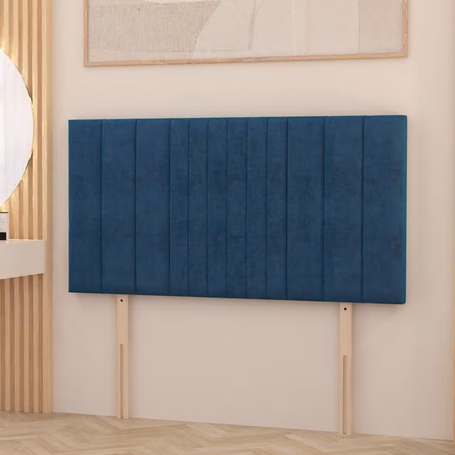 Somnior Beds Ltd Arizona Plush Velvet Small Single Divan Headboard in Navy Blue