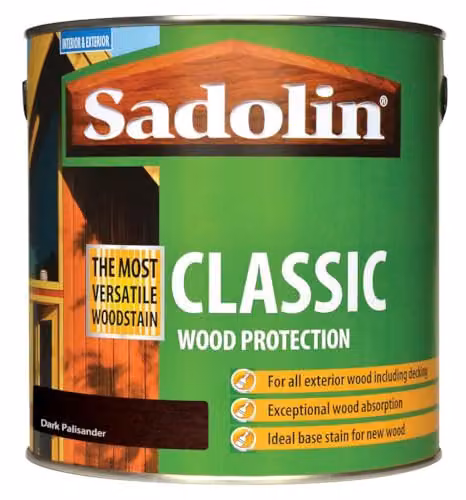 Sadolin Classic Wood Protection Weatherproof Wood Stain in Dark Palisander Brown, 2.5 l